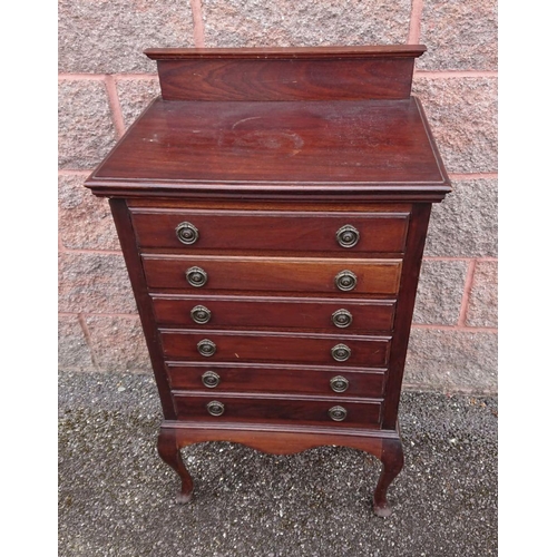 298 - A 19TH CENTURY MAHOGANY MUSIC CABINET, with upstand back, front opening drawers with brass handles a... 