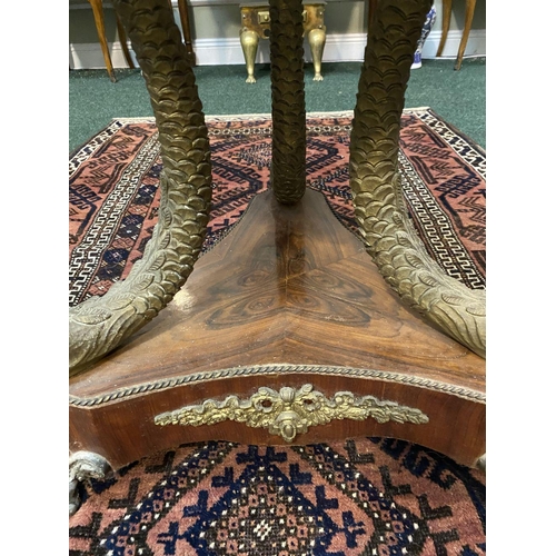 3 - AN EXCELLENT LOUIS XVI STYLE MARQUETRY INLAID CENTRE TABLE, circular inlaid and crossbanded top, abo... 