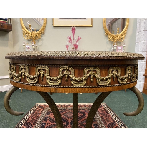 3 - AN EXCELLENT LOUIS XVI STYLE MARQUETRY INLAID CENTRE TABLE, circular inlaid and crossbanded top, abo... 