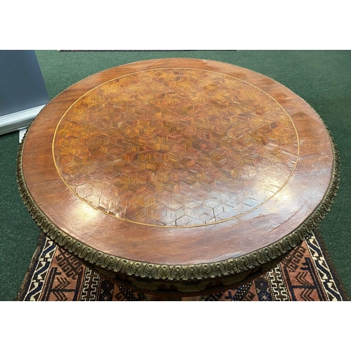 3 - AN EXCELLENT LOUIS XVI STYLE MARQUETRY INLAID CENTRE TABLE, circular inlaid and crossbanded top, abo... 