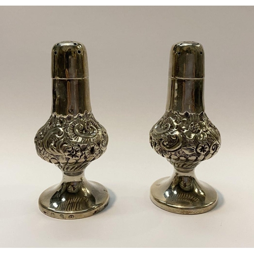 313 - A PAIR OF ANTIQUE CASED SILVER SALTS, Maker William Devenport, Spencer Street, Birmingham; subsequen... 