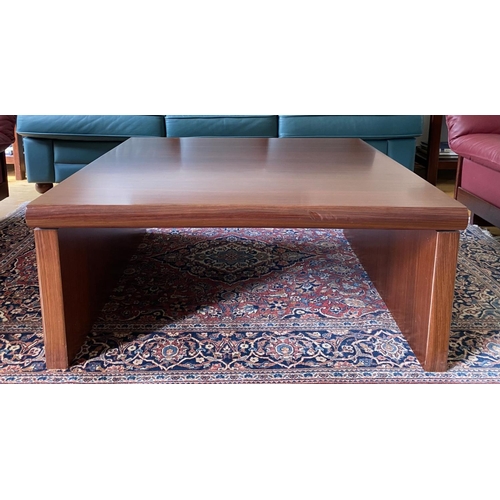 41 - AN ELEGANT SOLID ROSEWOOD COFFEE TABLE, square form, very heavy with top and sides measuring 5-6cm d... 