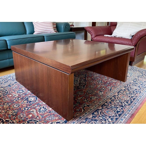 41 - AN ELEGANT SOLID ROSEWOOD COFFEE TABLE, square form, very heavy with top and sides measuring 5-6cm d... 