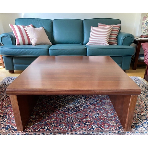 41 - AN ELEGANT SOLID ROSEWOOD COFFEE TABLE, square form, very heavy with top and sides measuring 5-6cm d... 