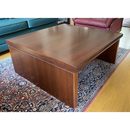 41 - AN ELEGANT SOLID ROSEWOOD COFFEE TABLE, square form, very heavy with top and sides measuring 5-6cm d... 