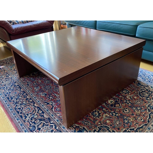 41 - AN ELEGANT SOLID ROSEWOOD COFFEE TABLE, square form, very heavy with top and sides measuring 5-6cm d... 