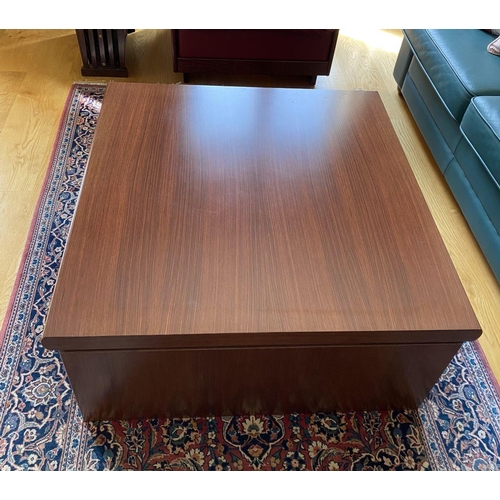 41 - AN ELEGANT SOLID ROSEWOOD COFFEE TABLE, square form, very heavy with top and sides measuring 5-6cm d... 