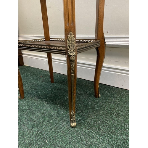 43 - A GOOD REGENCY STYLE ROSEWOOD SIDE TABLE, with wonderful inlay detail to shaped top and galleried un... 