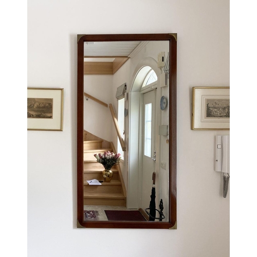 5 - A WONDERFUL MAHOGANY HALL TABLE WITH MATCHING MIRROR, mirror rectangular form, both with brass mount... 