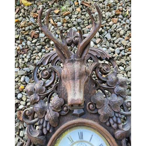 50 - A RARE BLACK FOREST DOUBLE-WEIGHT VIENNA WALL CLOCK, the white enamelled dial with black Roman numer... 