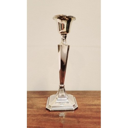 64 - AN EARLY 20TH CENTURY SILVER CANDLE STICK BY HENRY WILLIAMSON, maker's mark of H.W.Ld for Henry Will... 