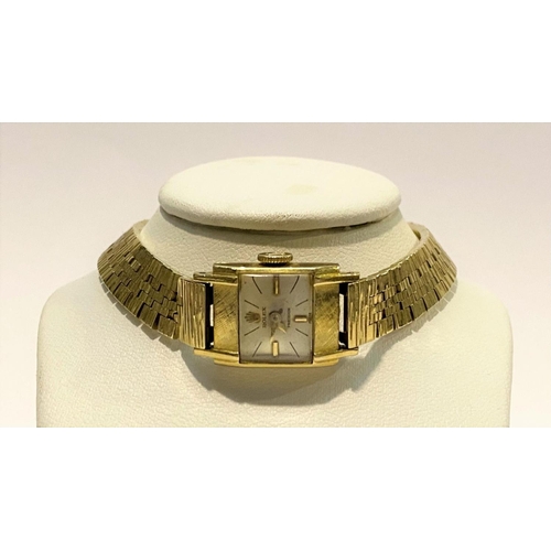 8 - A VINTAGE ROLEX PRECISION 18CT GOLD LADIES WRISTWATCH, with chain delicate chain link strap, Marked ... 