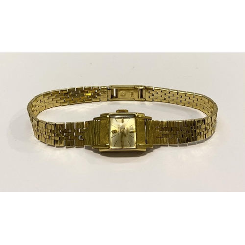 8 - A VINTAGE ROLEX PRECISION 18CT GOLD LADIES WRISTWATCH, with chain delicate chain link strap, Marked ... 