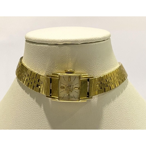 8 - A VINTAGE ROLEX PRECISION 18CT GOLD LADIES WRISTWATCH, with chain delicate chain link strap, Marked ... 