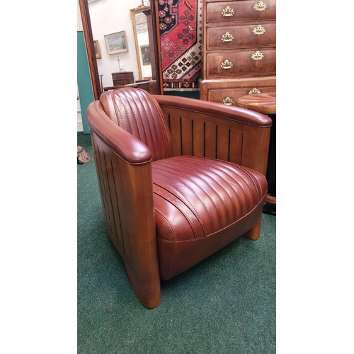 2 - A CHARMING PAIR OF QUALITY BROWN LEATHER ‘AVIATOR’ CLUB ARMCHAIRS, these ever popular chairs are des... 