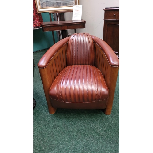 2 - A CHARMING PAIR OF QUALITY BROWN LEATHER ‘AVIATOR’ CLUB ARMCHAIRS, these ever popular chairs are des... 