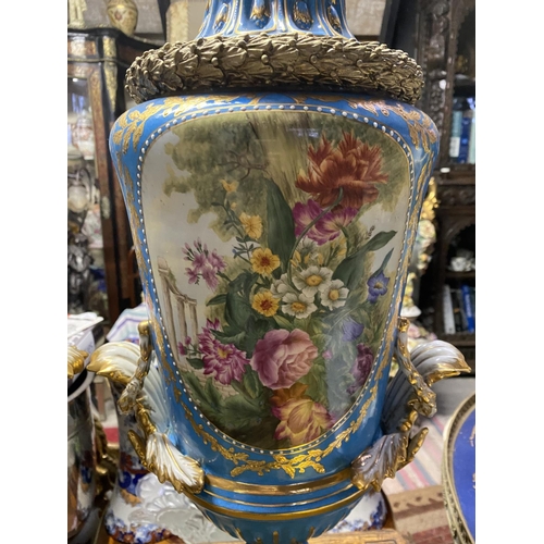 29 - A PAIR OF WONDERFUL SERVES STYLE PORCELAIN VASES, complete with ornate covers with gilt finial to to... 
