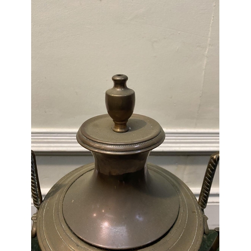 82 - AN ANTIQUE WILLIAM C. BURTON COPPER SAMOVAR, urn form with shaped engraved handles, decorative tap, ... 