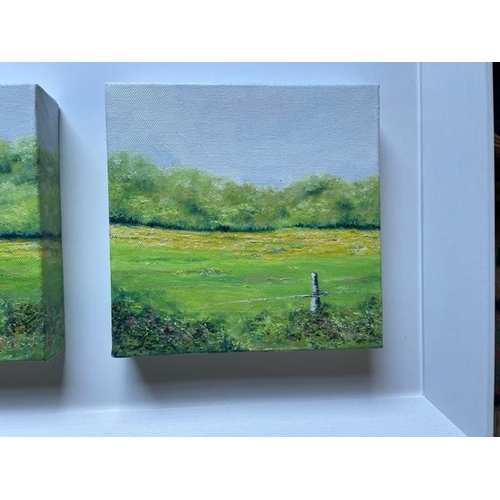 72 - KATIE BUTTIMER, (IRISH 20TH CENTURY), THAT SUMMER FEELING, a diptych, oil on canvas, signed on the s... 