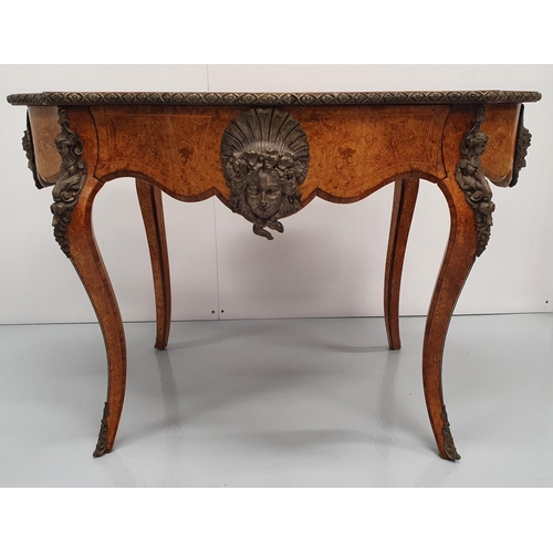 1 - AN EXCEPTIONAL 19TH CENTURY MARQUETRY INLAID BIRDS-EYE MAPLE ORMOLU MOUNTED LIBRARY / CENTRE TABLE, ... 