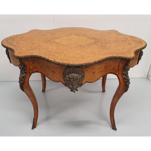 1 - AN EXCEPTIONAL 19TH CENTURY MARQUETRY INLAID BIRDS-EYE MAPLE ORMOLU MOUNTED LIBRARY / CENTRE TABLE, ... 