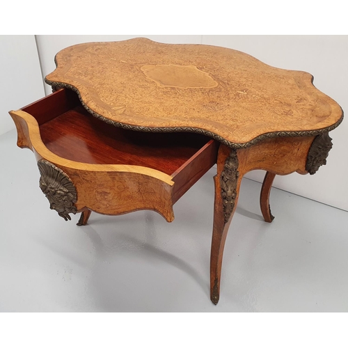 1 - AN EXCEPTIONAL 19TH CENTURY MARQUETRY INLAID BIRDS-EYE MAPLE ORMOLU MOUNTED LIBRARY / CENTRE TABLE, ... 