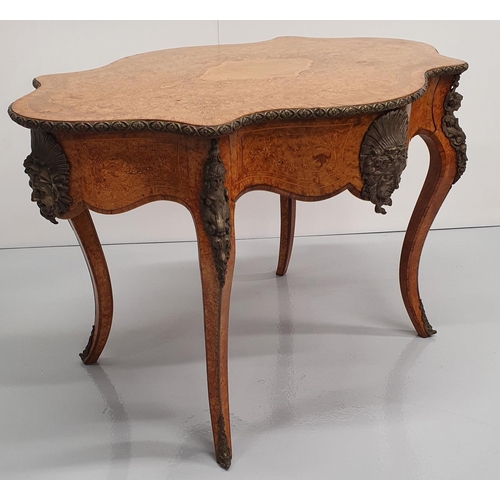 1 - AN EXCEPTIONAL 19TH CENTURY MARQUETRY INLAID BIRDS-EYE MAPLE ORMOLU MOUNTED LIBRARY / CENTRE TABLE, ... 