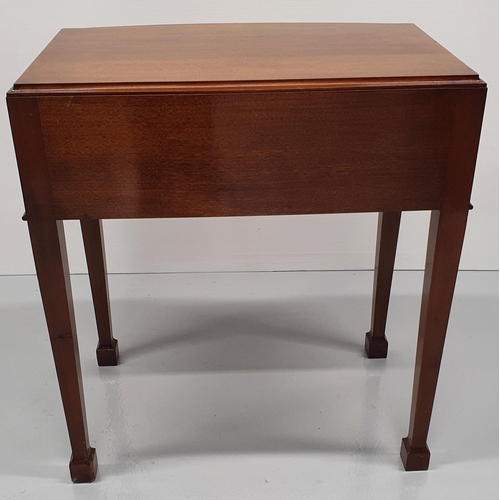 10 - A GOOD QUALITY 20TH CENTURY MAHOGANY TWO DRAWER CANTEEN CUTLERY TABLE, the slightly bow fronted tabl... 