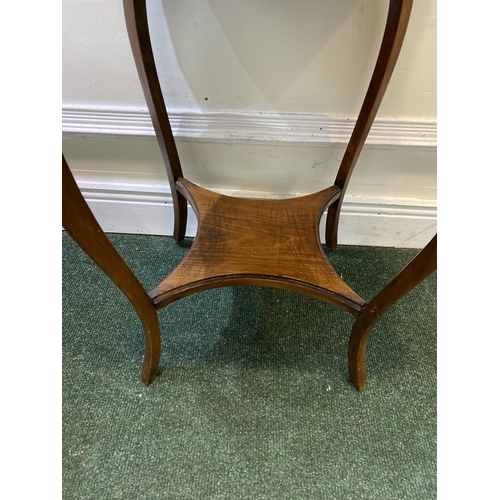 107 - AN ANTIQUE MAHOGANY SERPENTINE SHAPED OCCASSIONAL TABLE, standing on cabriole leg conjoined by shape... 