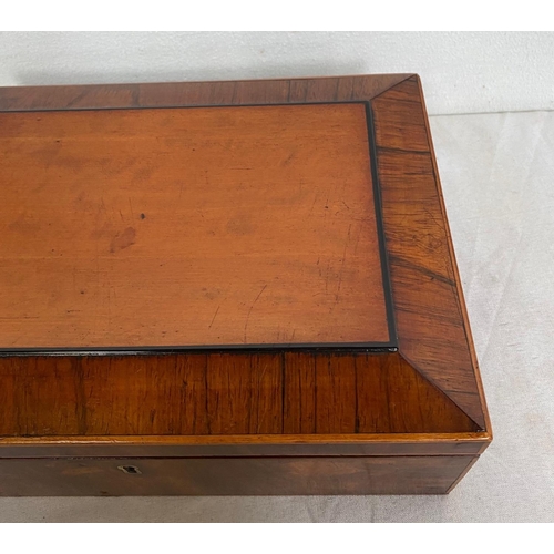 108 - A VERY FINE SARCOPHAGUS SHAPED HINGED ROSEWOOD & MAHOGANY BOX, with satinwood cross-banded detail an... 