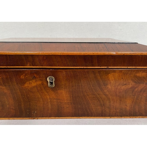 108 - A VERY FINE SARCOPHAGUS SHAPED HINGED ROSEWOOD & MAHOGANY BOX, with satinwood cross-banded detail an... 