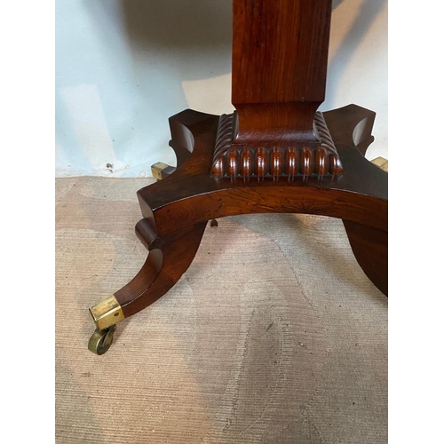 11 - A VERY FINE WILLIAM IV ROSEWOOD FOLD OVER CARD TABLE, beautiful Rosewood table with rounded front co... 