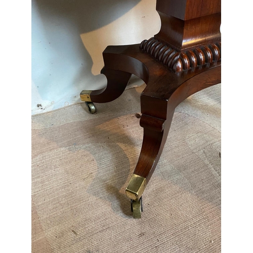 11 - A VERY FINE WILLIAM IV ROSEWOOD FOLD OVER CARD TABLE, beautiful Rosewood table with rounded front co... 