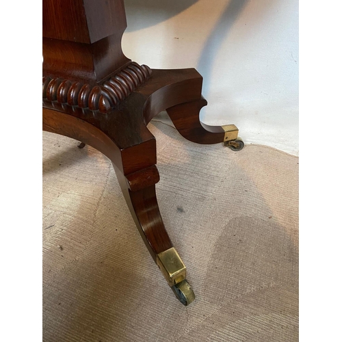 11 - A VERY FINE WILLIAM IV ROSEWOOD FOLD OVER CARD TABLE, beautiful Rosewood table with rounded front co... 