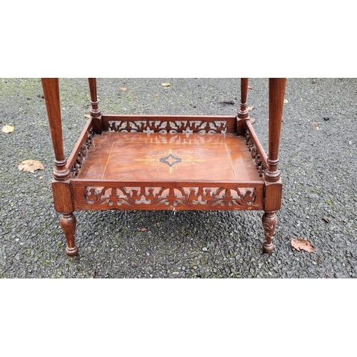 126 - AN EDWARDIAN SARCOPAGUS SHAPED WORKS TABLE, the top has a pair of hinged doors that are nicely decor... 