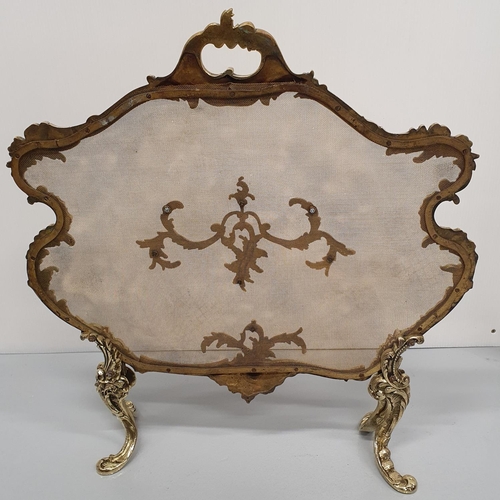 132 - A VERY FINE TOP QUALITY 19TH CENTURY POLISHED BRASS FRAMED FIRESCREEN, the frame decorated all over ... 