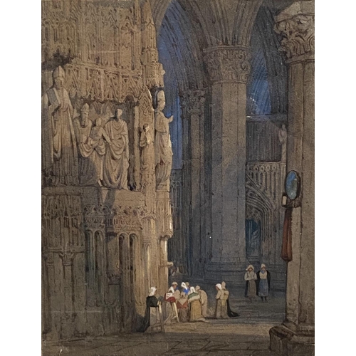 139 - SAMUEL GILLESPIE PROUT (British, 1822-1911), “RATISBON CATHEDRAL”, watercolour on wove paper. Simila... 