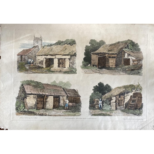 141 - SAMUEL PROUT (British, 1783–1852), “PICTURESQUE STUDIES NEAR LAUNCESTON”, coloured etchings on paper... 