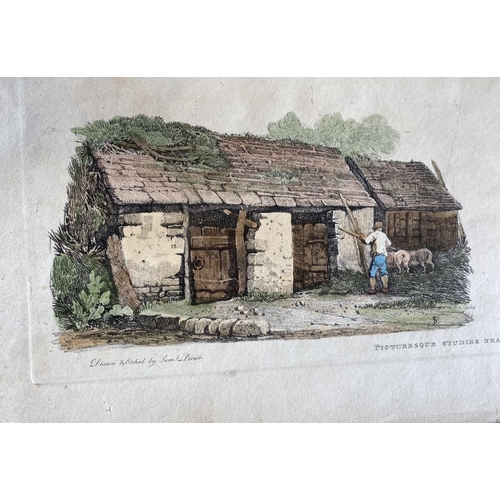 141 - SAMUEL PROUT (British, 1783–1852), “PICTURESQUE STUDIES NEAR LAUNCESTON”, coloured etchings on paper... 