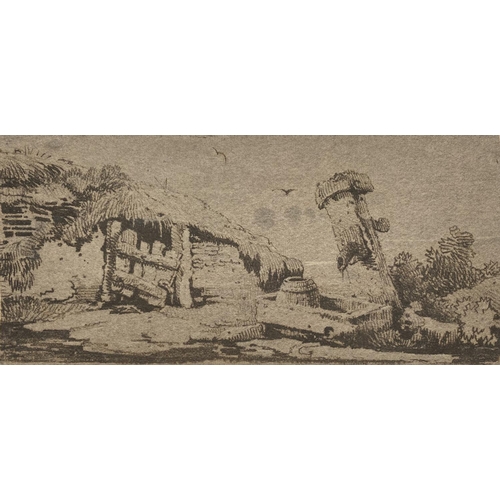 143 - SAMUEL PROUT (British, 1783–1852), “OLD WATER PUMP”, soft ground etching on grey laid paper on buff ... 