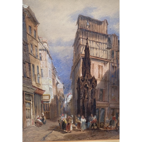 144 - JOHN SKINNER PROUT (British, 1805-1876), “ROUEN CROIX DE PIERRE”, watercolour, published by John Ski... 