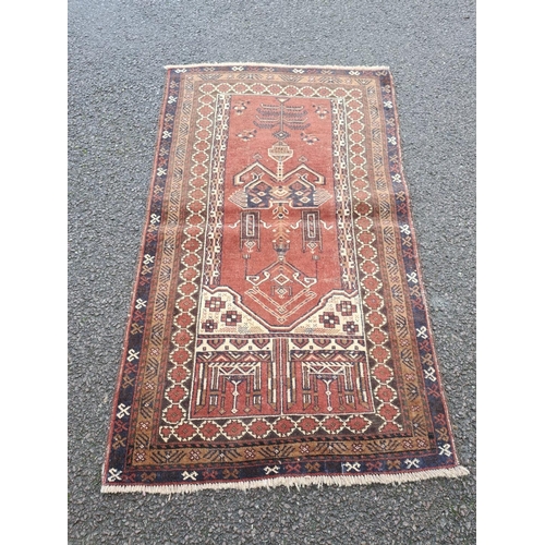 153 - A GOOD QUALITY AFGHAN BALOUCH TREE OF LIFE FLOOR RUG, with lovely detail to the centre panel showing... 