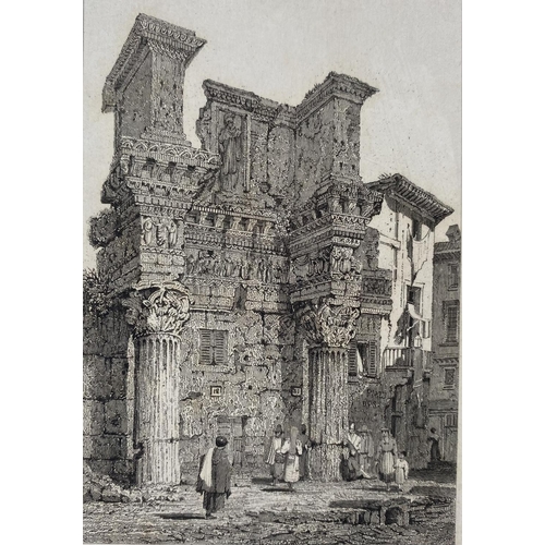 157 - SAMUEL PROUT (British, 1783–1852), “TEMPLE OF PALLAS, ROME”, engraving, reproduction of the artists ... 