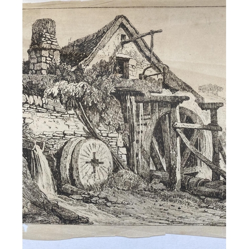 159 - SAMUEL PROUT (British, 1783–1852), “NEAR BARNSTAPLE”, soft ground etching on fine paper, signed with... 