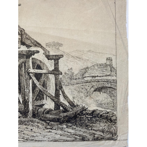 159 - SAMUEL PROUT (British, 1783–1852), “NEAR BARNSTAPLE”, soft ground etching on fine paper, signed with... 