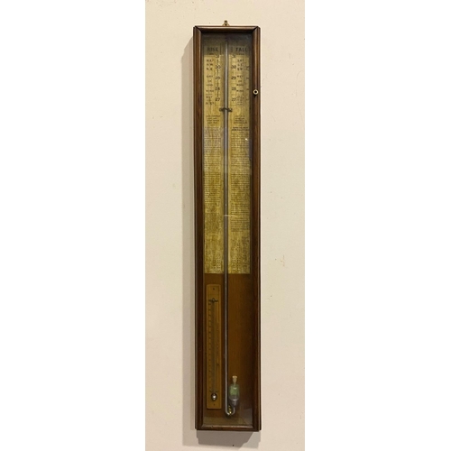 179 - A 19TH CENTURY ADMIRAL FITZROY PATTERN BAROMETER, of typical form with printed backing papers, mount... 