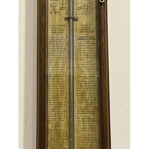 179 - A 19TH CENTURY ADMIRAL FITZROY PATTERN BAROMETER, of typical form with printed backing papers, mount... 