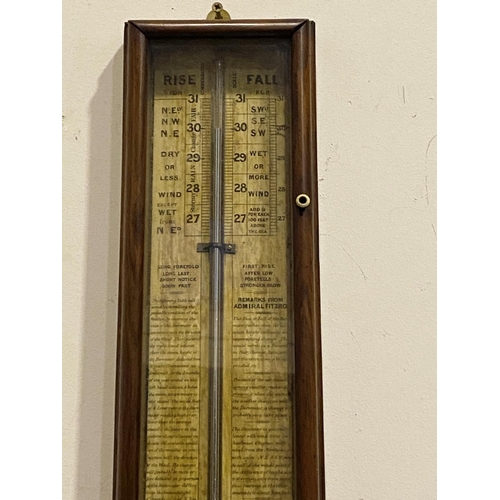 179 - A 19TH CENTURY ADMIRAL FITZROY PATTERN BAROMETER, of typical form with printed backing papers, mount... 