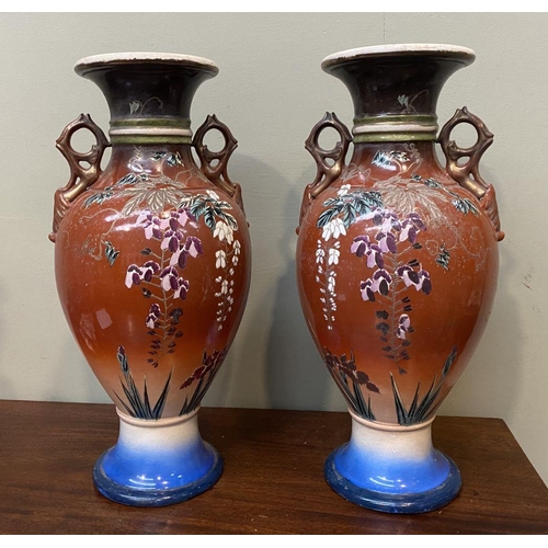 209 - A PAIR OF EXCELLENT JAPANESE VASES, bulbous form, with two shaped handles, body finely decorated wit... 