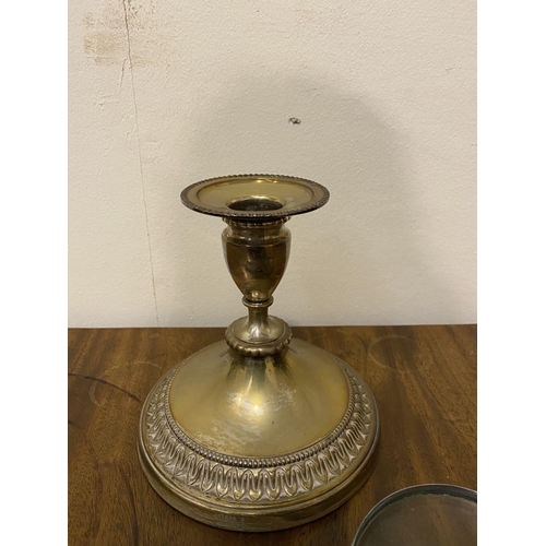 218 - A MIXED SILVER PLATED LOT to include (i) a silver plated pedestal bowl, with engraved design, galler... 